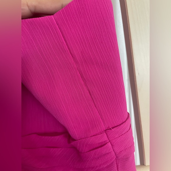 David's Bridal Pink High Neck Sleeveless Mini Bridesmaids Dress - Picture 9 of 10